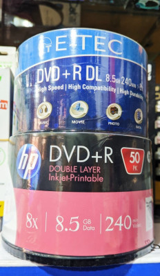 DVD-R DL vièrge 8.5Go 8x HP  & E-TEC 