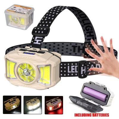 Lampe frontale LED COB à induction Rechargeable par USB 5 Modes 