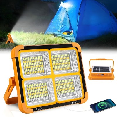 Projecteur LED Rechargeable 150W avec Panneau Solaire  مصباح تخييم عالي السطوع