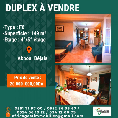 Vente Duplex F6 Bejaia Akbou