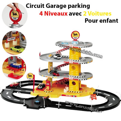 Circuit Garage parking 4 Niveaux avec 2 Voitures pour enfant | FARO