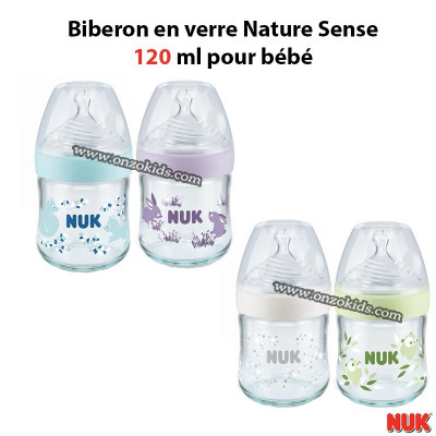 Biberon en verre Nature Sense 120 ml pour bébé | NUK