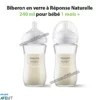 Biberon en verre à Réponse Naturelle 240 ml pour bébé 1 mois AVENT PHILIPS