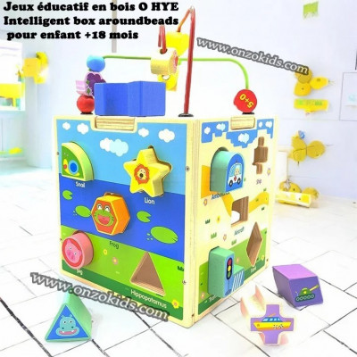 Jeux éducatif en bois O HYE Intelligent box around beads pour enfant +18 mois