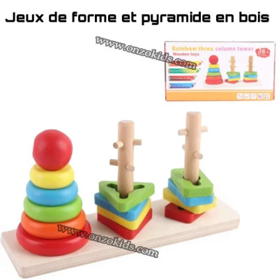 jouet éducatif Jeux de forme et pyramide en bois