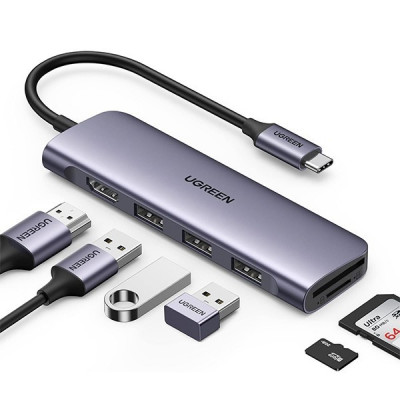 Hub Ugreen USB-C HDMI 4K 6 en 1 REVODOK