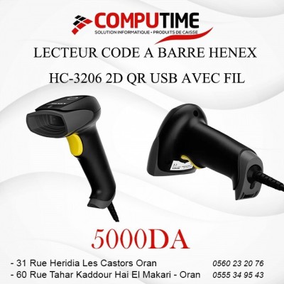 LECTEUR CODE A BARRE HENEX HC-3206 2D QR USB AVEC FIL