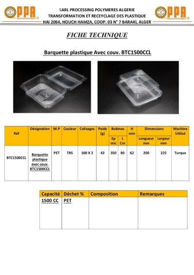 Barquette en plastique 