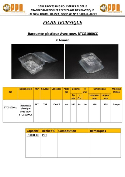 Barquette en plastique  