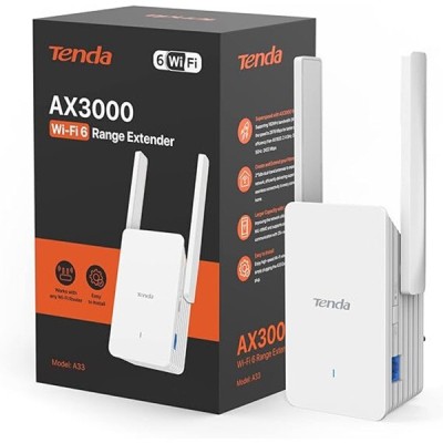 Répéteur TENDA A33 AX3000 Wi-Fi 6 Double Bande 2,4 GHz/5 GHz