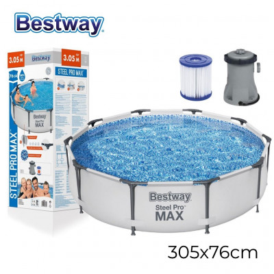 jouets-steel-pro-max-piscine-ronde-avec-filtre-et-pompe-305x76cm-bestway-bab-ezzouar-alger-algerie