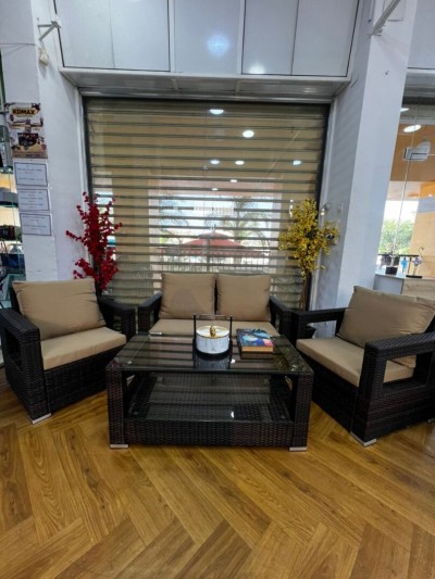 Salon de Jardin en Rotin Naturel (4 Places) 