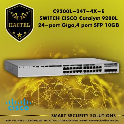 Switch Cisco Catalyst 24 C9200L-24T-4X-E , 24 ports giga , 4 ports SFP 10GB