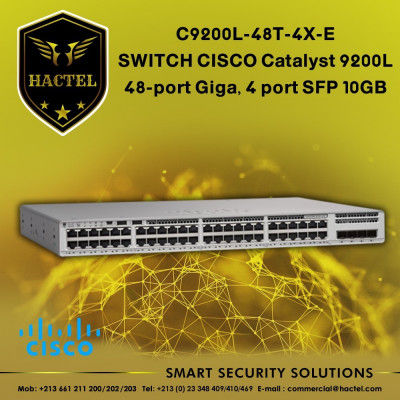 Switch Cisco catalyst C9200L-48T-4X-E , 48 Ports giga , 4 Ports SFP 10GB