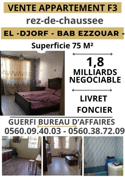 Vente Appartement F3 Alger Bab ezzouar