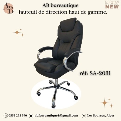 fauteuil de direction haut de gamme en simili cuir noir 