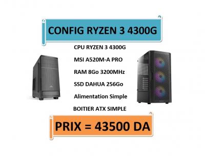 CONFIG RYZEN 3 4300G / MSI A520 / 8GO 3200MHz / SSD 256Go
