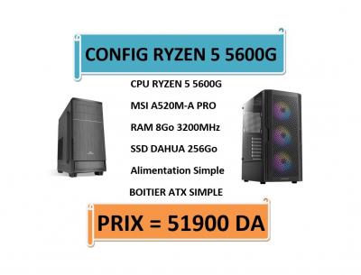  CONFIG RYZEN 5 5600G / MSI A520 / 8GO 3200MHz / SSD 256Go