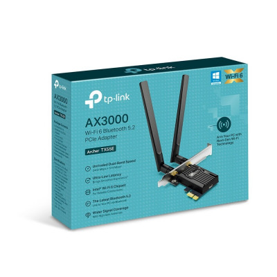 Carte Réseau PCIe Tp-Link Archer TX55E WiFi 6 AX3000 + Bluetooth 5.2 WITH LOW-PROFILE BRACKET