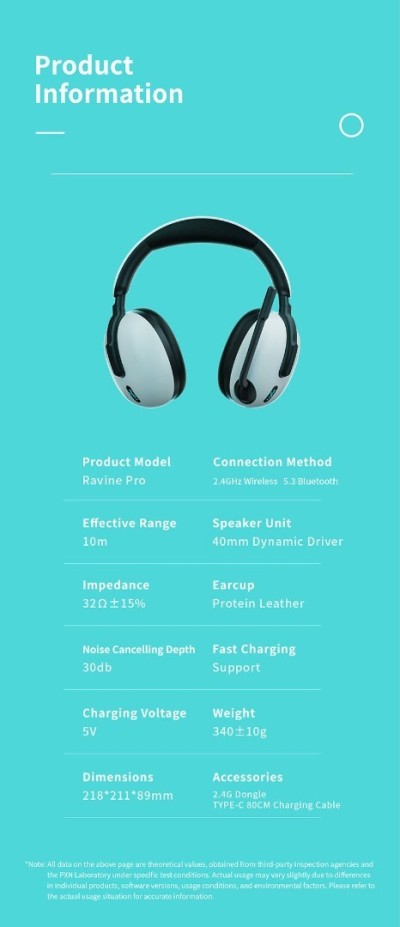 Casque de jeu sans fil PXN 308E 2,4 GHz, éclairage RVB, USB 2,4G et Type-C / PC, PS4, PS5, NTs, Mac,