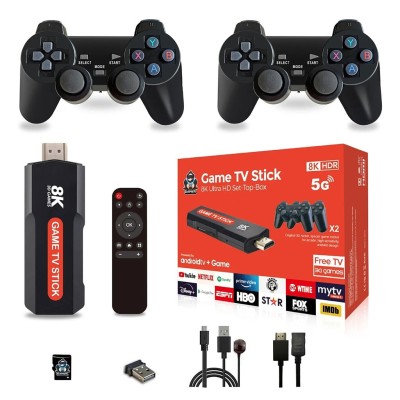 Console de Jeu TV 8K Android  Game Stick HDMI avec 2 Manettes Sans Fil