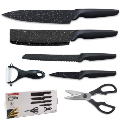 Kit de Couteaux 6pcs Noir Pour Cuisine ER-0278