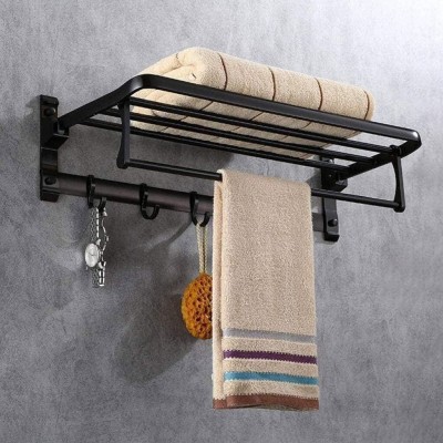 Support Mural pour Serviettes V2  Aluminium Noir Pliable et Élégant