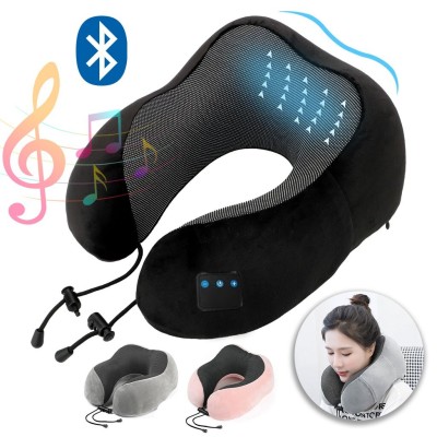 Oreiller de cou ergonomique avec connexion Bluetooth et haut-parleurs stéréo