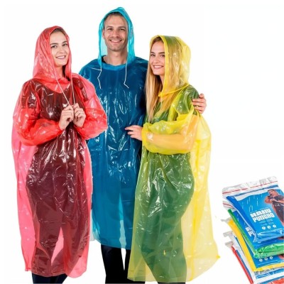 Poncho à capuche Transparent imperméable Pour Adulte protection durgence