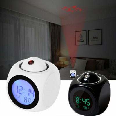 ساعة مع بروجكتور Horloge de Projection LCD à LED, alarme vocale, fonction Snooze, thermomètre