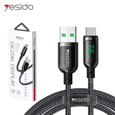 Câble USB Vers USB-C Type-c de Données et Charge 66W 5A avec affichage Puissance 1.2m YESIDO CA85