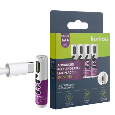 4 x Pile rechargeable UNIROSS Lithium AAA USB-C 1.5V - U322064