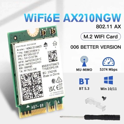 Carte Adaptateur sans fil WiFi 6E Intel AX210NGW Bluetooth 5.3 2.4G/5G/6GHz 802.11AX