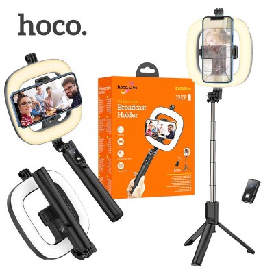 Trepied et Perche à Selfie HOCO LV03 Plus avec support de téléphone LED et télécommande bluetooth