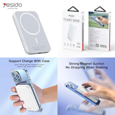 YESIDO YP29 Power Bank 5000mAh avec Recharge Sans-Fil 5W et USB-C
