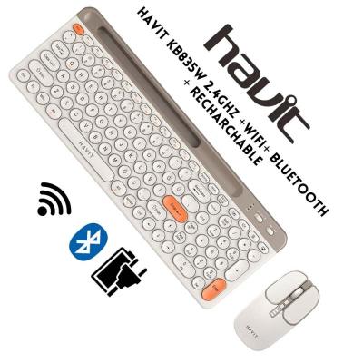 Kit combo Clavier + Souris sans-fil Bluetooth + 2.4ghz Rechargeable HAVIT KB835WB