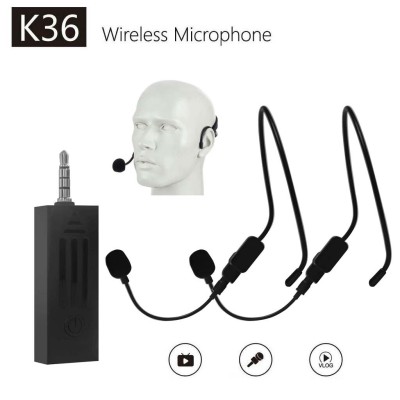 Microphone Lavalier avec casque sans-fil 2,4 GHz K36 Double 30m