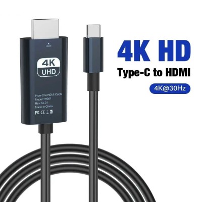 Câble adaptateur USB-C type-c vers HDMI 4K 30hz 2m compatible Thunderbolt 3