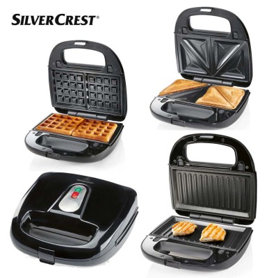 SILVERCREST Appareil 3 en 1 Gaufrier Croque monsieur Grill panineuse 750W
