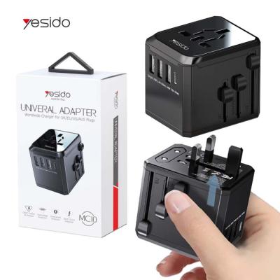Adaptateur de voyage Universelle Multi-Prise UK EU US AU YESIDO MC10 3 x USB + 1 x Type-C