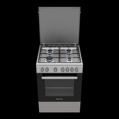 CUISINIÈRE BRANDT 4 FEUX INOX AVEC FOUR VENTILÉ SECURISÉ ET ALLUMAGE AUTOMATIQUE / CASH ET FACILITÉ