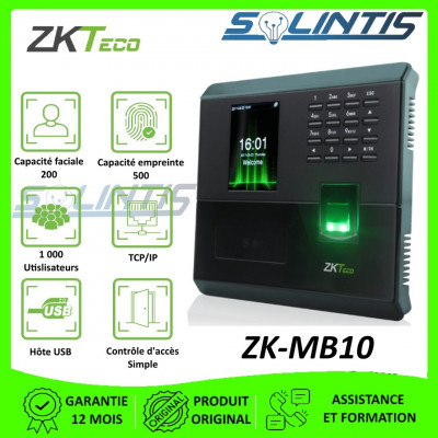 Pointeuse et contrôle d'accès multi biométrique faciale et empreinte ZKTeco MB10