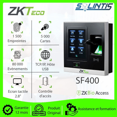 Terminal de contrôle d'accès et de pointage empreinte et carte ZKTeco SF400