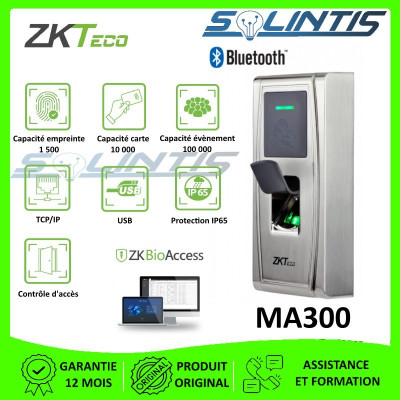 Terminal de contrôle d'accès et pointage par empreinte, carte RFID étanche anti vandale ZKTeco MA300