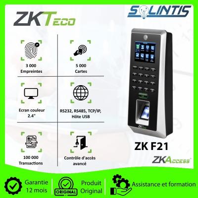 Terminal de contrôle d'accès et de pointage à empreinte digitale et carte ZKTeco F21
