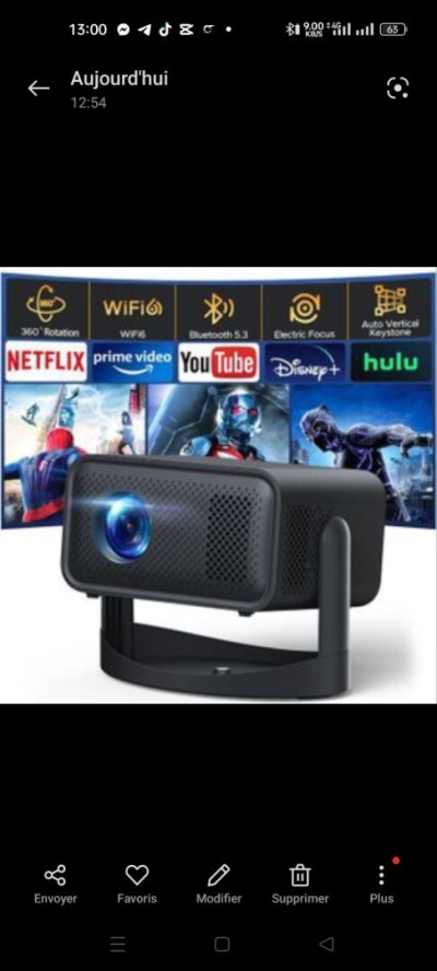 Mini Datashow projecteur 4K 650 ANSI Android 11  WiFi 6 bleutooth Autofocus ضمان 06 أشهر 