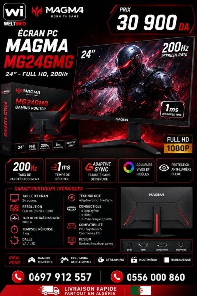 شاشات-ecran-pc-magma-mg24gmg-24-full-hd-200-hz-الجزائر-وسط