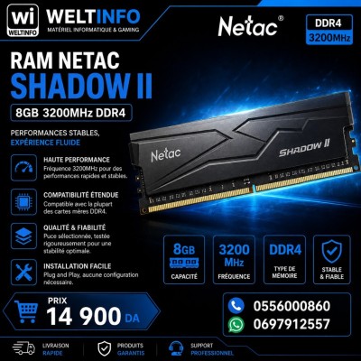 ذاكرة-ram-netac-shadow-ii-8gb-3200mhz-ddr4-الجزائر-وسط