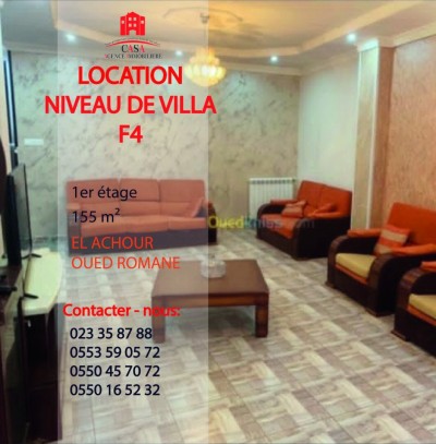 Location Appartement Niveau de villa F4 Alger El achour