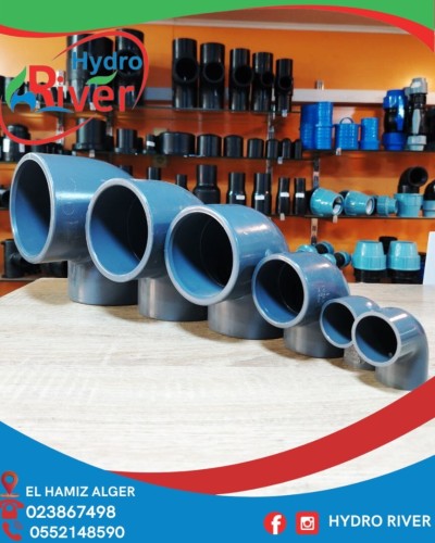 Coude PVC 90 degré et 45 degré toutes dimensions DN 20 à DN 300 Hydro River 